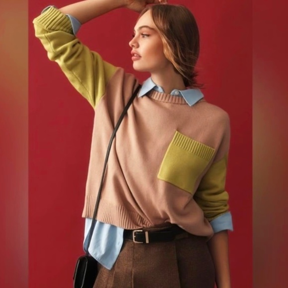 Anthropologie x Dolan Colorblock Crewneck Sweater - Picture 1 of 12